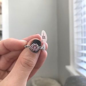 “Dream Big” Pink Stone Ring with Swirl Band Detail